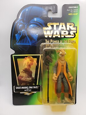 #ad Star Wars Saelt Marae Yak Face 3.75 Inch Power of the Force Green Card Hologram