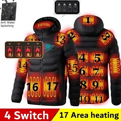 #ad 17 Areas Heated USB Winter Outdoor Electric Heating Jackets Warm Thermal Coat