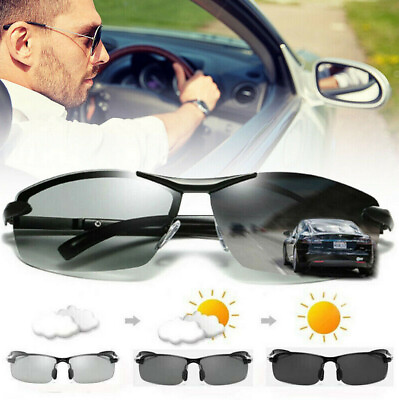 #ad Men Photochromic Lens Polarized Sunglasses Outdoor Driving Fishing Glasses.