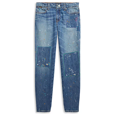 #ad Polo Ralph Lauren Girls#x27; Paint Print Astor Slim Boyfriend Jeans Size 12