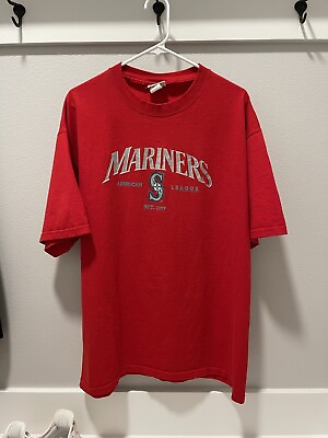 #ad Vintage Seattle Mariners T Shirt Red XL Lee Sport Rare