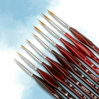 #ad 9X Professional Miniature Paint Brush Set Sable Hair Fine Detail Art Nail Model