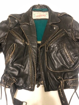 #ad Legend#x27;s of London Authentic Vintage Leather Motorcycle Jacket circa 1980#x27;s