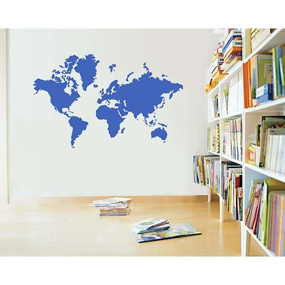 #ad World Map Silhouette Vinyl Wall Sticker Decal 42quot;h x 60quot;w