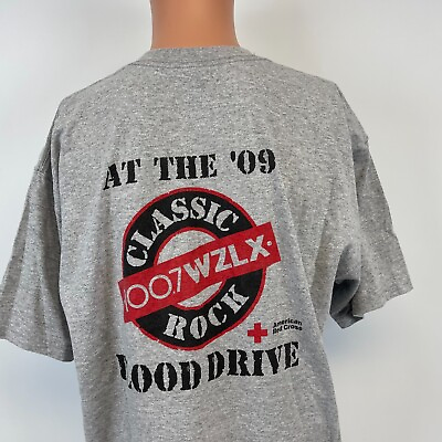 #ad WZLX Classic Rock Boston Radio Station Blood Drive Double Sided T Shirt 2009 XL