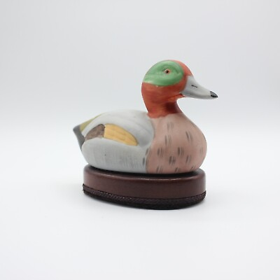 #ad Green Winged Teal Ceramic Lint Brush Base Figurine Decoy Duck