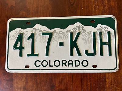 #ad 2000#x27;s Colorado License Plate 417 KJH Authentic Metal USA Rocky Mountains White