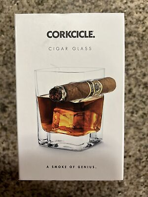 #ad Corkcicle Cigar Glass 9 oz Whiskey Glass Tumbler w Cigar Holder New In Box