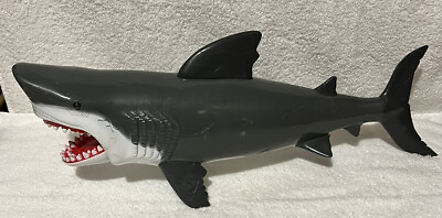#ad Great White Shark Light Up Blue Eyes Chomping Biting Action Figure Toy 20quot; READ