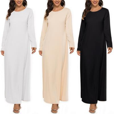 #ad Loose Muslim Prayer Long Robes Round Neck Basic Dress Casual Middle East $7.35
