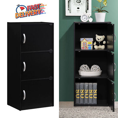 #ad 3 Shelf 3 Door Multi purpose Storage Cabinet Pantry Cupboard Organizer Bookcase