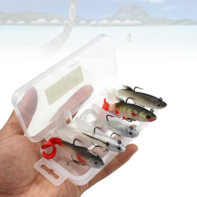 #ad 5 PCS Artificial Lures Swimming Hard Baits Fishing Box Portable Boxed