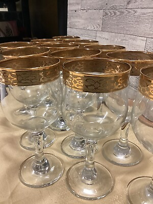 #ad #ad Culver Gold Trim Wine Glasses Set Of 12 8 oz