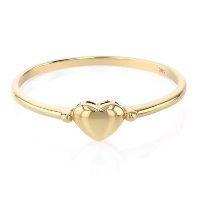 #ad 14K Solid Yellow Gold OR White Gold Simple Plain Full Heart Ring