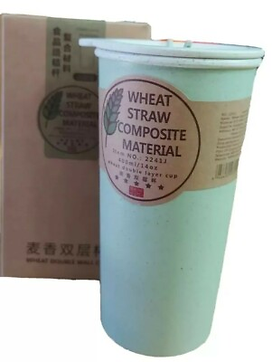 #ad Eco Friendly Reusable Cup Wheat Straw Composite Material Double Wall Cup 14oz. $12.99