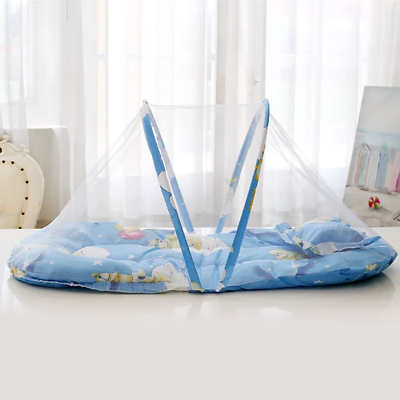 #ad Baby Bed Infant Mosquito Nets Foldable with Cotton Pillows Portable Folding