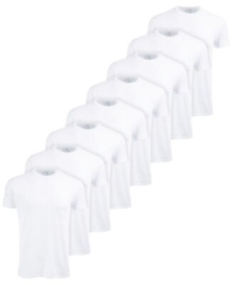 #ad Club Room Men#x27;s White Cotton Tagless Crewneck T Shirts 8 Pack Size medium