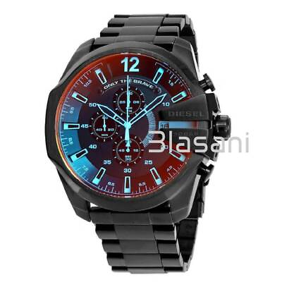 #ad Diesel DZ4318 Mega Chief Men#x27;s Black Ion plated Stainless Steel Watch 59X51mm