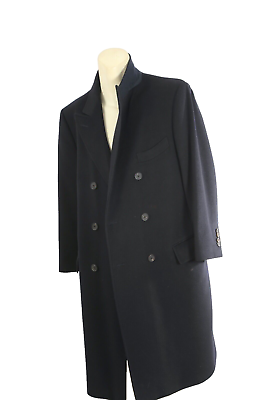 #ad Mens Burberry Navy Blue Wool Cashmere Double Breasted Pea Coat Size 40