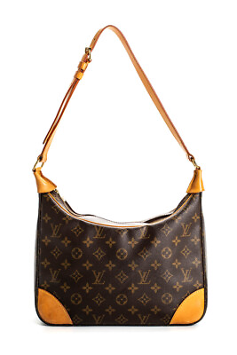 #ad Louis Vuitton Womens Monogram Coated Canvas Boulogne 30 Shoulder Handbag Brown