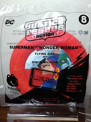 #ad McDonald#x27;s 2018 Justice League Action #8 Superman Wonder Woman Flying Disk