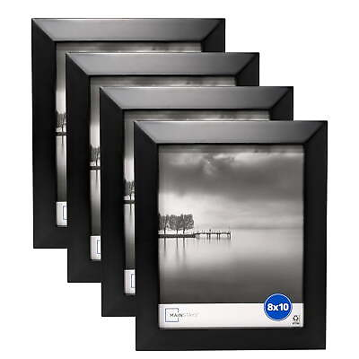 #ad 8x10 Wide Beveled Tabletop Picture Frame Black Set of 4 Frames