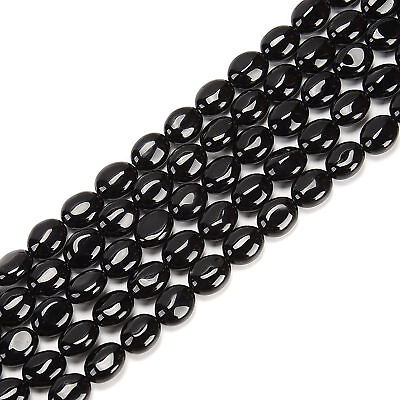 #ad Black Onyx Smooth Oval Shape Beads Size 8x10mm 15.5#x27;#x27; Strand