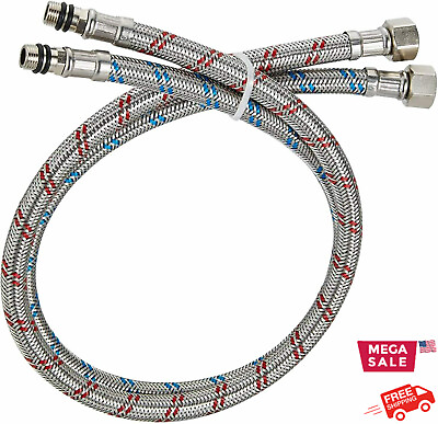 #ad 24quot; Kitchen Bathroom Faucet Water Hose Cold Hot Universal Braided Water Pipe US $8.99