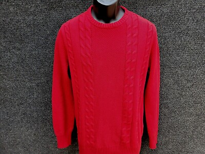 #ad Nautica Men#x27;s Red Pullover Sweater 100% Cotton Size Small