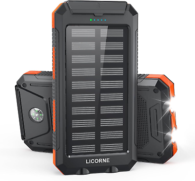#ad Solar Charger Power Bank Fast Charging 30000mAh Portable Solar Phone Orange