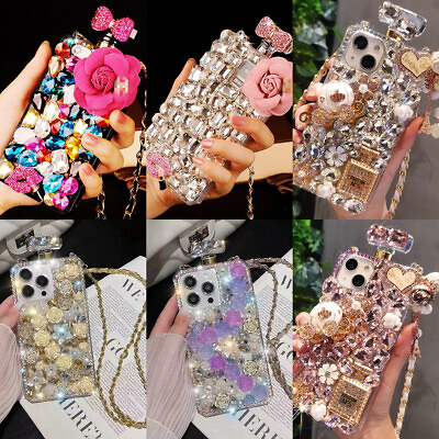 #ad For iPhone 15 14 Pro Max 13 12 11 X 3D Bling Sparkle Perfume Bottle Diamond Case