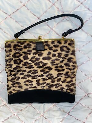 #ad Vintage Faux Fur Purse Cheetah Pattern 10”