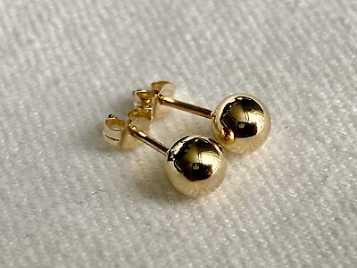 #ad 14K solid real gold earrings: Round Ball earrings • screw back