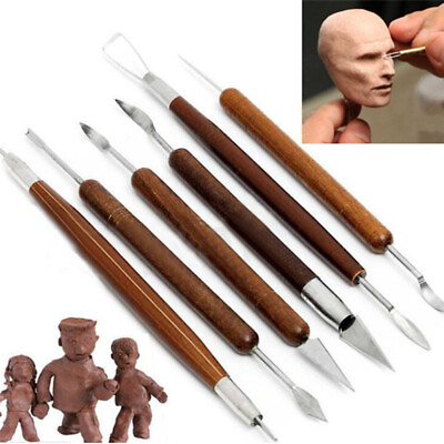 #ad 6pcs Clay Sculpting Wax Carving Pottery Tools Modeling assorted pottery to VFMAL