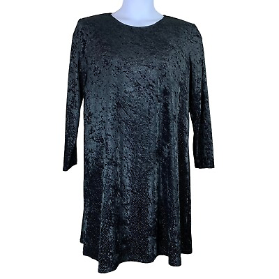 #ad Vintage Velvet Dress Black Silver Sparkle Shoulder Pads Size 16P Katlyn OFarrel