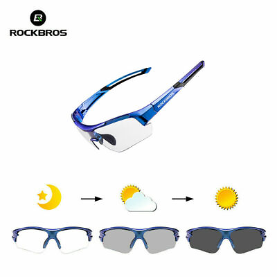 #ad ROCKBROS Cycling Sunglasses Photochromic Outdoor Sports UV400 Ultralight Glasses $18.99