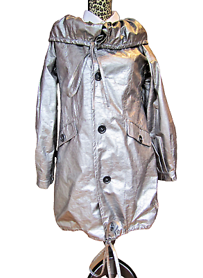 #ad $290 Interlúd silver metallic coat women#x27;s size S