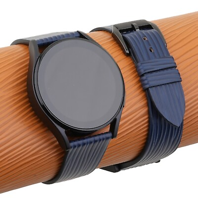 #ad Navy Epi leather Samsung Galaxy Watch 3 4 5 6 Active 1 2 Band Men Women
