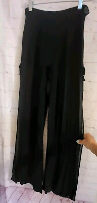 #ad Vintage Pristine Moschino Cheap And Chic Black Sheer Layer Palazzo Pants sz.S