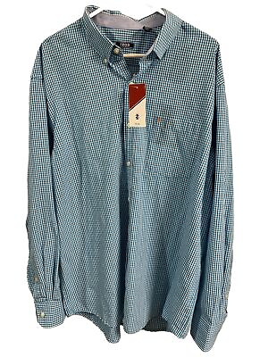 #ad New Izod Shirt Mens Extra Large Blue Check Classic Embroidered Logo Button Down