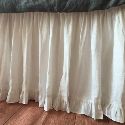 #ad Solid White SPLIT Corner EDGE Ruffle Gathered Bed Skirt 800 TC Cotton All Size $69.00