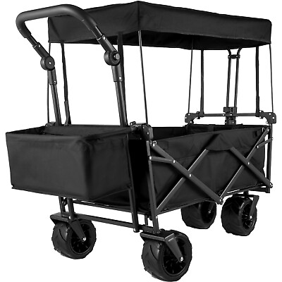 #ad VEVOR Folding Wagon Cart Collapsible Garden Cart w Canopy 220lbs Big Wheels