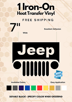 #ad JEEP logo design 7quot; Iron On Transfer on Vinyl $12.00