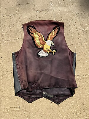 #ad vtg Steer brand Motorcycle Leather Vest Made In USA Mens sz M Harley Eagle