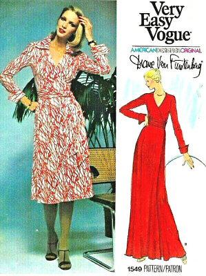#ad 1976 Vintage VOGUE Sewing Pattern WRAP DRESS B36quot; 1890 Diane Von Furstenberg