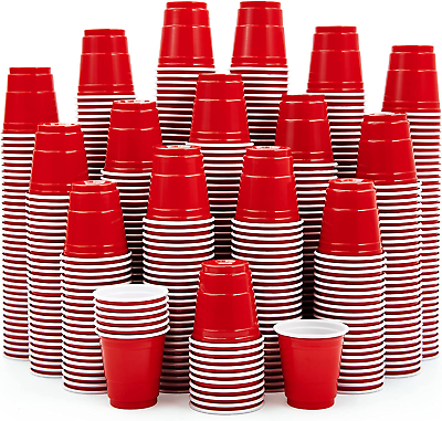 #ad PLASTIC SHOT GLASSES Disposable Cups Red 2Oz 1080 Pcs