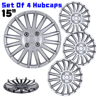 #ad 15quot; Set Of 4 Universal Wheel Rim Cover Hubcaps Snap On Car Truck SUV To R15 Tire