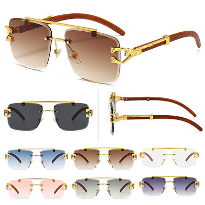 #ad Classic Cut Edge Sunglasses Double Bridge Dark Glasses Rimless Glasses Fashion