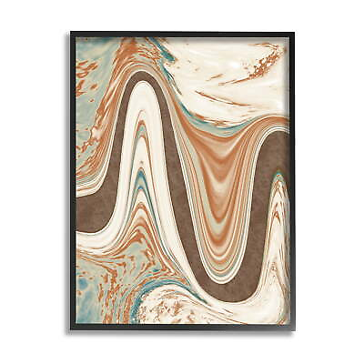 #ad Swirling Brown Abstract Wave Abstract Painting Black Framed Art Print Wall Art