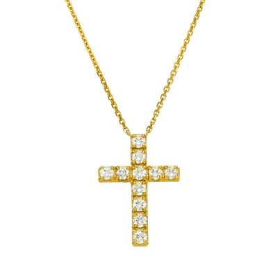 #ad Ladies 18ct Yellow Gold 0.75ct Diamond Cross amp; Chain